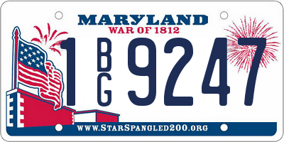 MD license plate 1BG9247