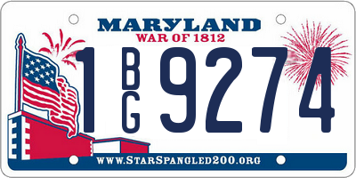 MD license plate 1BG9274