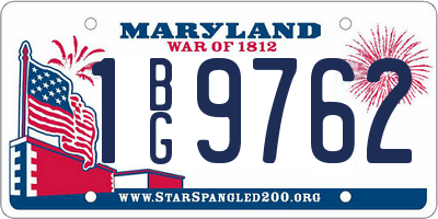 MD license plate 1BG9762