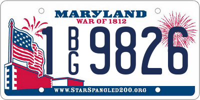 MD license plate 1BG9826