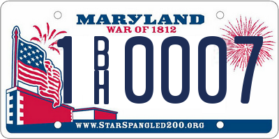 MD license plate 1BH0007