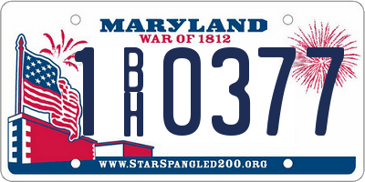MD license plate 1BH0377