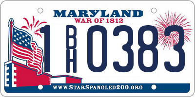 MD license plate 1BH0383