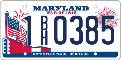 MD license plate 1BH0385