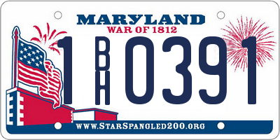 MD license plate 1BH0391