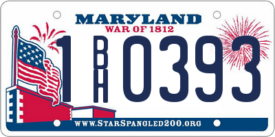 MD license plate 1BH0393