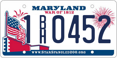 MD license plate 1BH0452