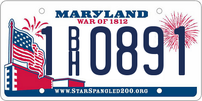MD license plate 1BH0891