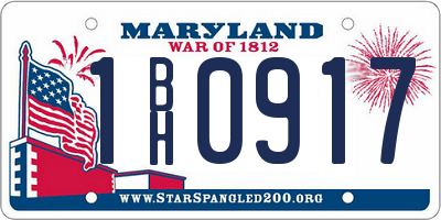 MD license plate 1BH0917