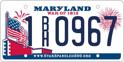 MD license plate 1BH0967