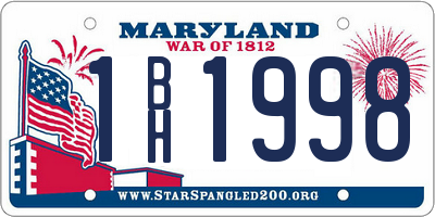 MD license plate 1BH1998
