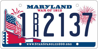 MD license plate 1BH2137