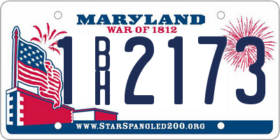 MD license plate 1BH2173