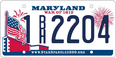 MD license plate 1BH2204