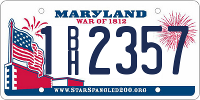 MD license plate 1BH2357