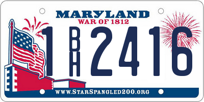 MD license plate 1BH2416