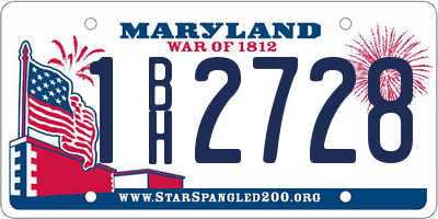 MD license plate 1BH2728