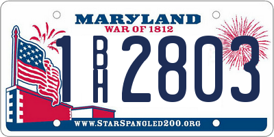 MD license plate 1BH2803