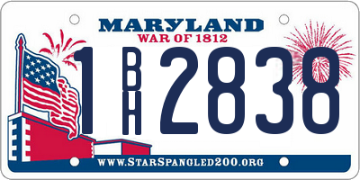 MD license plate 1BH2838