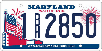 MD license plate 1BH2850