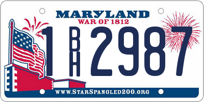 MD license plate 1BH2987