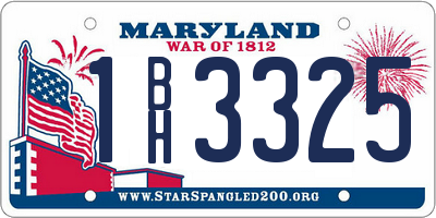 MD license plate 1BH3325