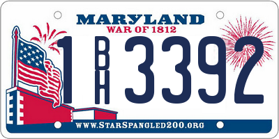 MD license plate 1BH3392