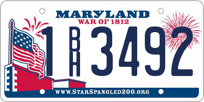MD license plate 1BH3492
