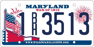 MD license plate 1BH3513