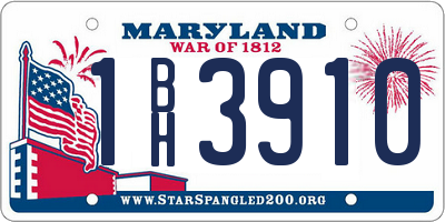 MD license plate 1BH3910
