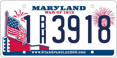 MD license plate 1BH3918