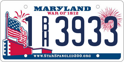 MD license plate 1BH3933