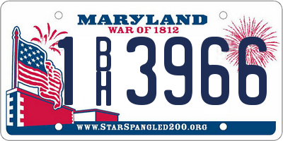 MD license plate 1BH3966