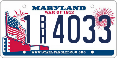 MD license plate 1BH4033