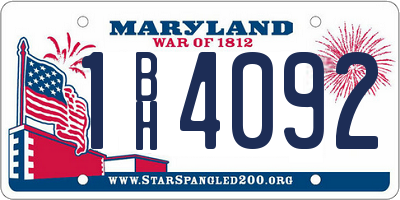 MD license plate 1BH4092