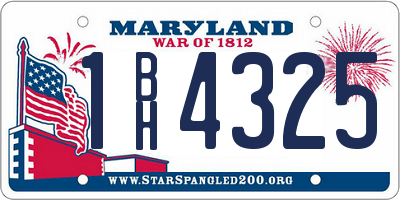 MD license plate 1BH4325