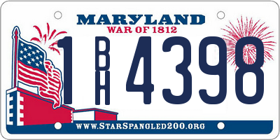 MD license plate 1BH4398