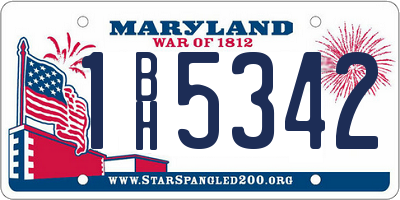 MD license plate 1BH5342