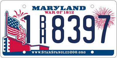 MD license plate 1BH8397