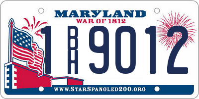 MD license plate 1BH9012