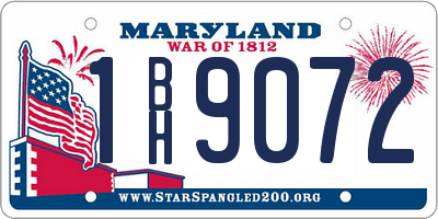 MD license plate 1BH9072