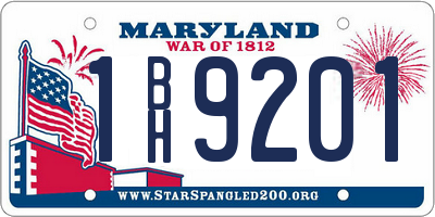 MD license plate 1BH9201