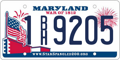 MD license plate 1BH9205