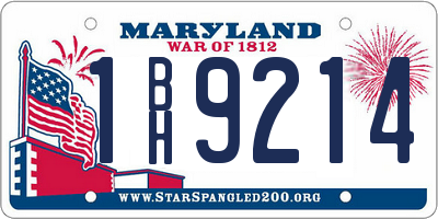 MD license plate 1BH9214