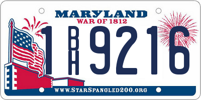 MD license plate 1BH9216