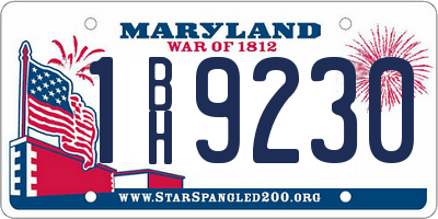 MD license plate 1BH9230