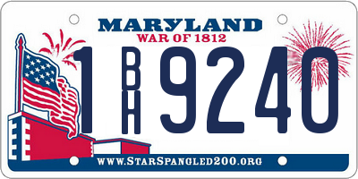 MD license plate 1BH9240