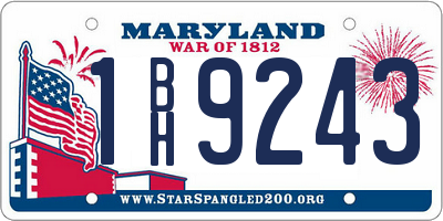 MD license plate 1BH9243