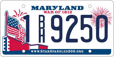 MD license plate 1BH9250