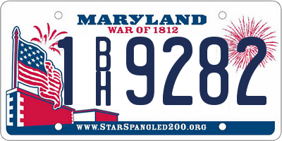 MD license plate 1BH9282